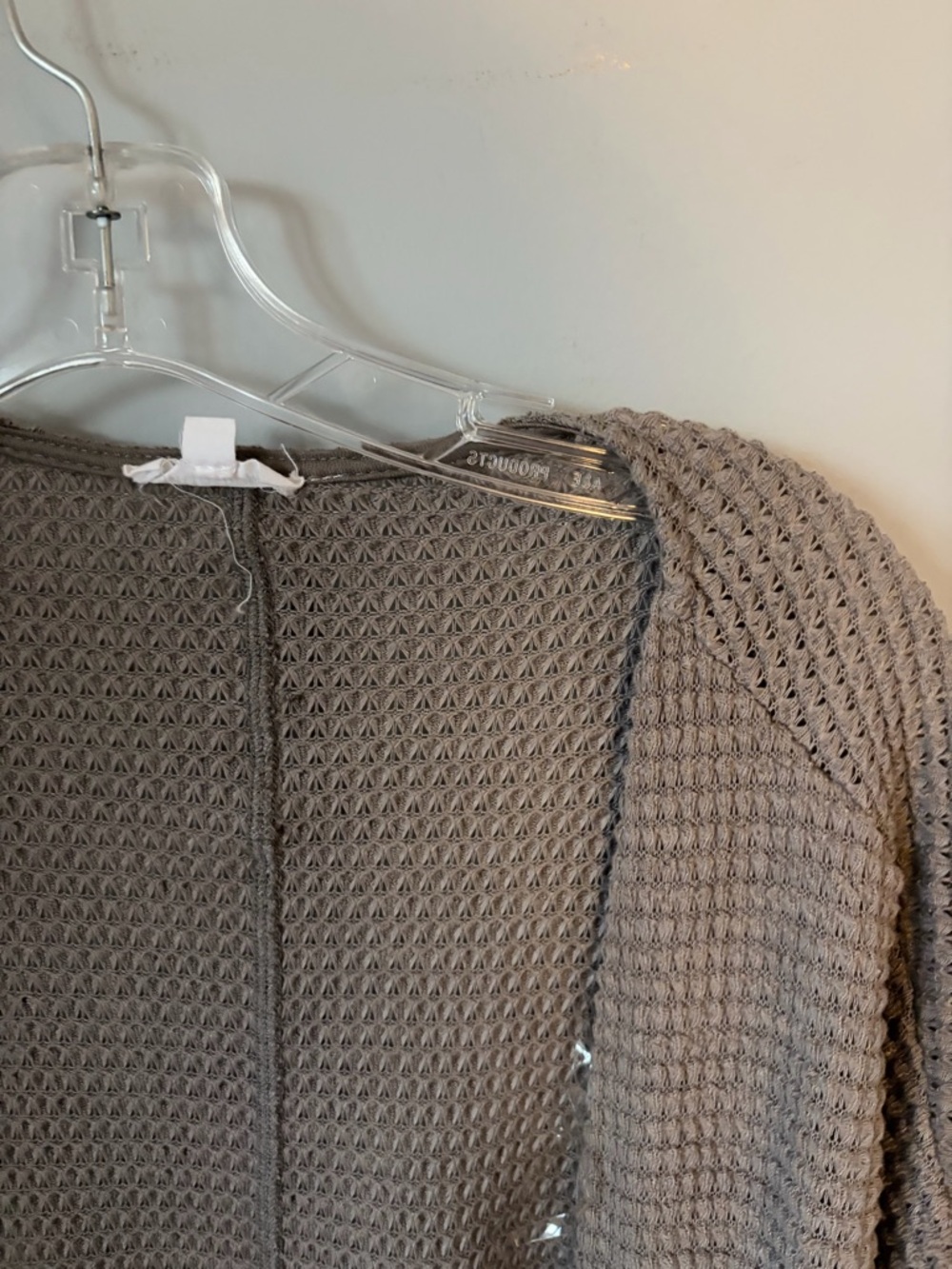 Mittoshop Waffle Knit Open Front Cardigan - Taupe - Picture 4 of 5